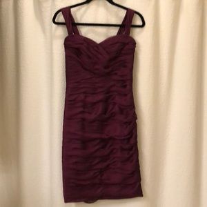 Monique Lhuillier plum chiffon dress